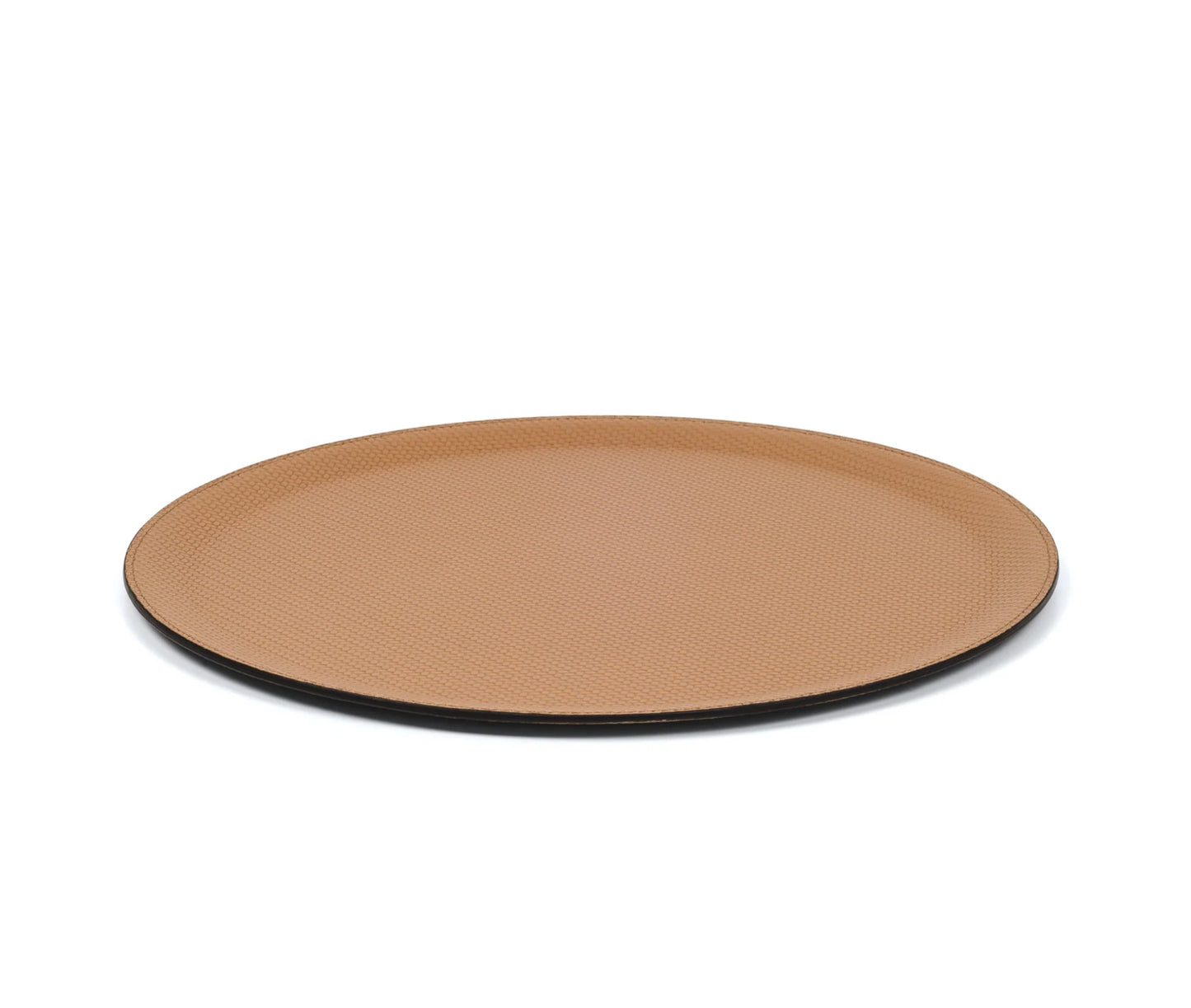 Plateau rond en cuir Victor - PINETTI - La Maison MilanaiseVICTOR36Ø44cmCamelCuir Tissé