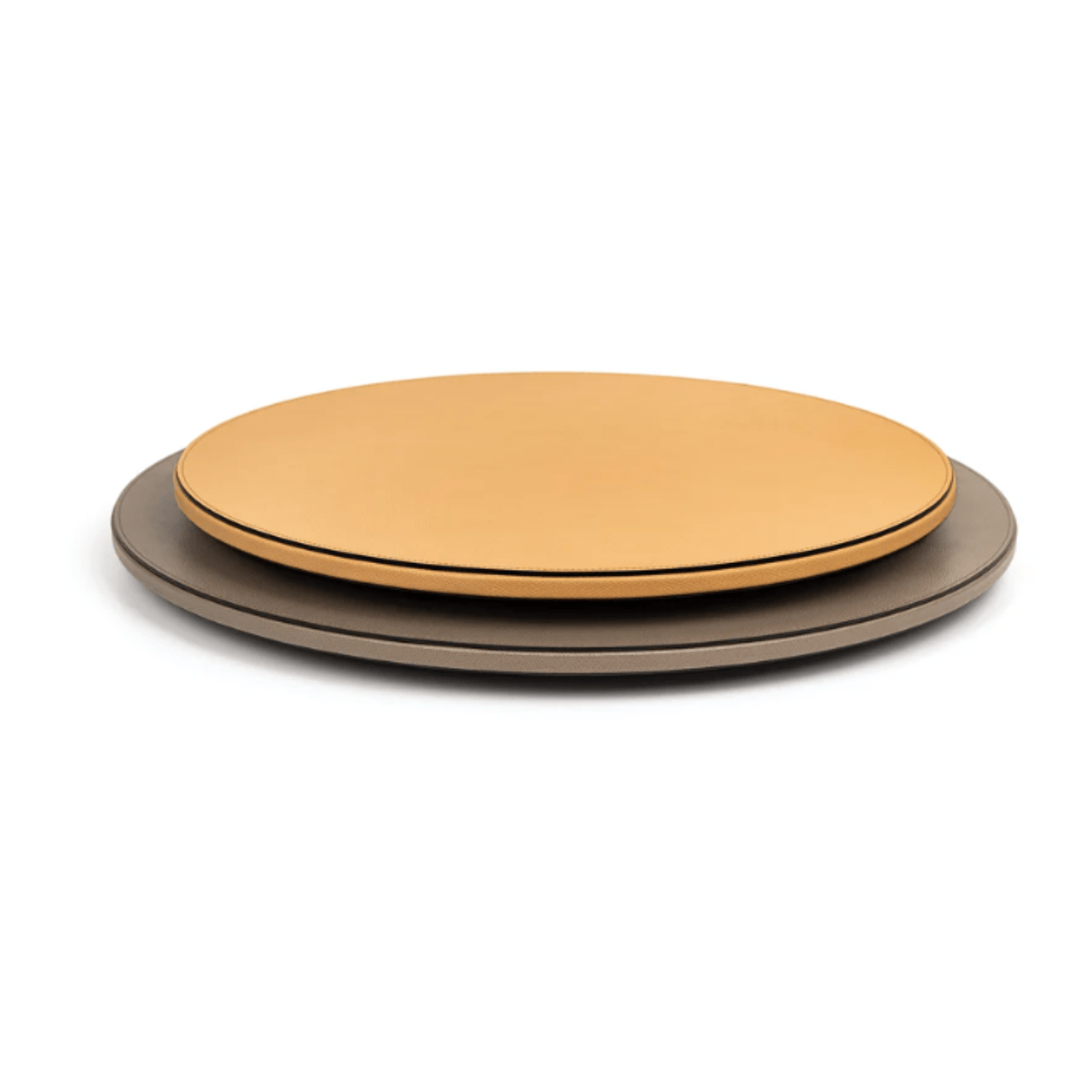 Plateau rond tournant en cuir - PINETTI - La Maison MilanaiseØ50cmCrème grainé