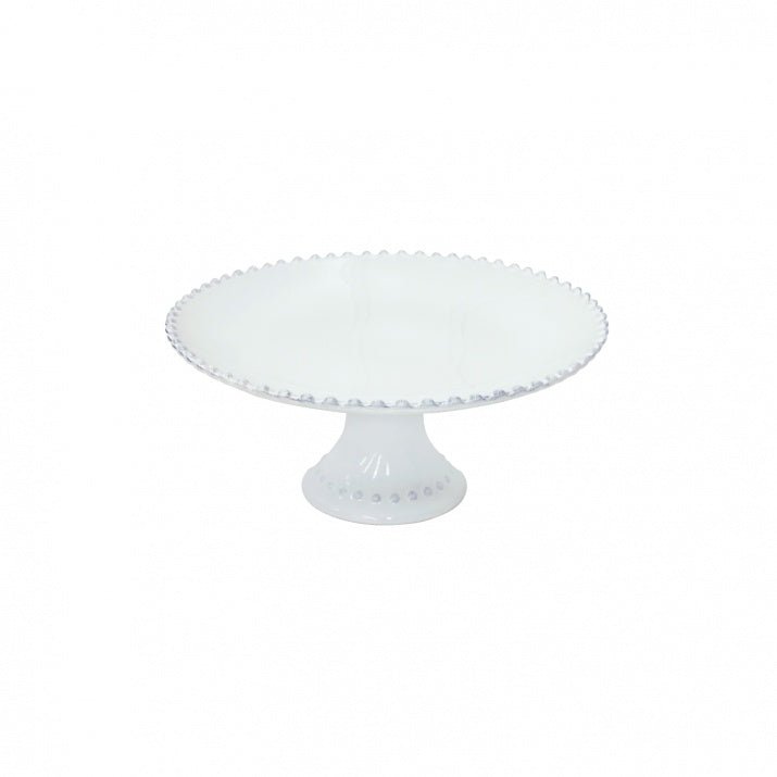 Porte gâteaux rond en grès fin blanc bord perlé Pearl - COSTA NOVA - La Maison MilanaisePEP286Moyen Ø28.4cmxH12.9cm