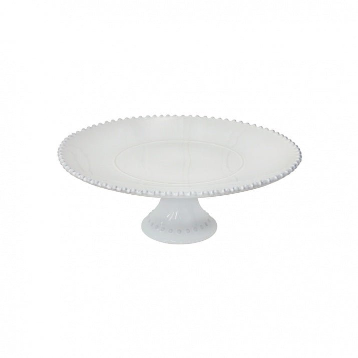Porte gâteaux rond en grès fin blanc bord perlé Pearl - COSTA NOVA - La Maison MilanaisePEP334Grand Ø34cmxH12.8cm