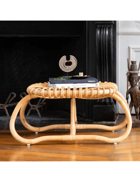 Pouf BOUCLE en rotin naturel – L’authenticité au creux du confort - KOK MAISON - La Maison Milanaise623 - 1Grand H36xL77xP45cm