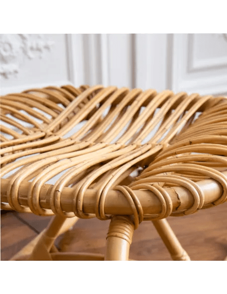 Pouf BOUCLE en rotin naturel – L’authenticité au creux du confort - KOK MAISON - La Maison Milanaise623 - 1Grand H36xL77xP45cm