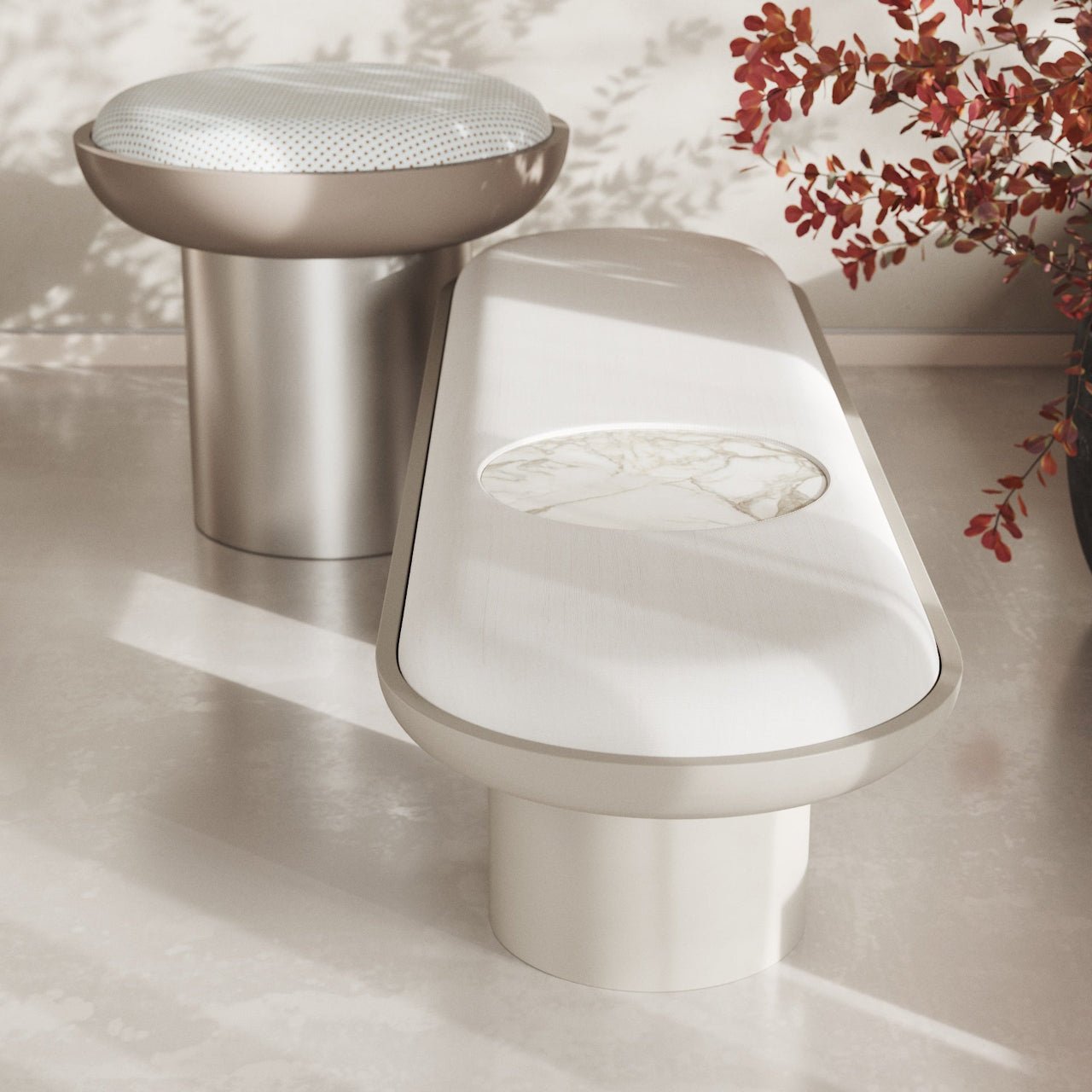 R - POUF – Ligne galbée & assise précieuse - ULTRA MOBILI - La Maison MilanaisePRF