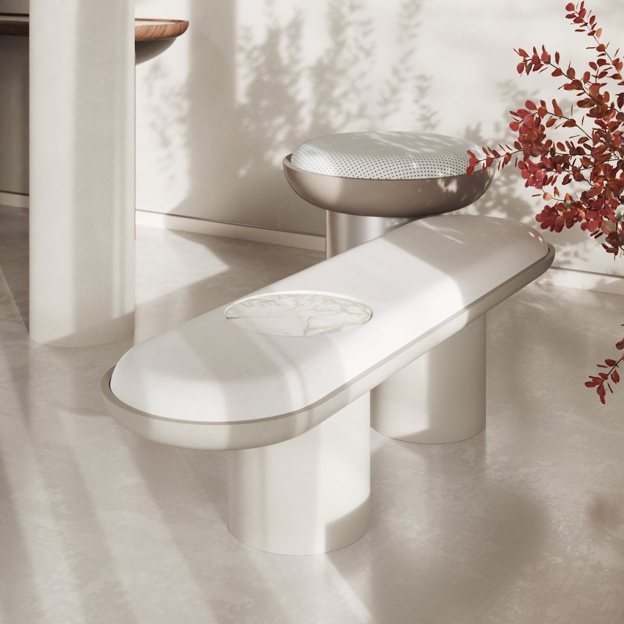 R - POUF – Ligne galbée & assise précieuse - ULTRA MOBILI - La Maison MilanaisePRF