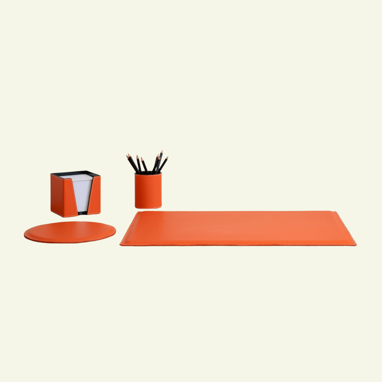 Set de bureau en cuir orange - MIDIPY - La Maison MilanaiseSETBUREAUORANGEMIDIPY