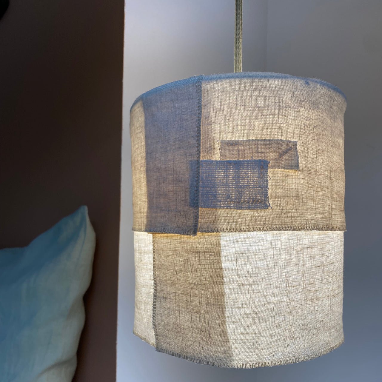Suspension Ø18cm APLASME – Lin naturel et chanvre upcyclé - STUDIO ECHO - La Maison MilanaiseSUSPAPLASME - 11Sans câble