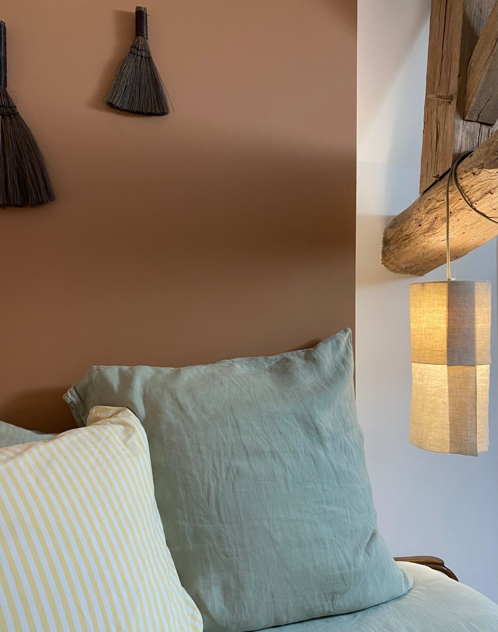 Suspension Ø18cm ENCIEL – Lin naturel et lumière douce - STUDIO ECHO - La Maison MilanaiseSUSPENCIELH45Sans câble