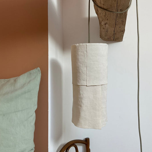 Suspension Ø18cm ENCIEL – Lin naturel et lumière douce - STUDIO ECHO - La Maison MilanaiseSUSPENCIELH45Sans câble