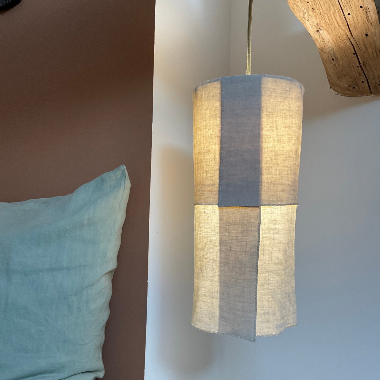 Suspension Ø18cm ENCIEL – Lin naturel et lumière douce - STUDIO ECHO - La Maison MilanaiseSUSPENCIELH45Sans câble