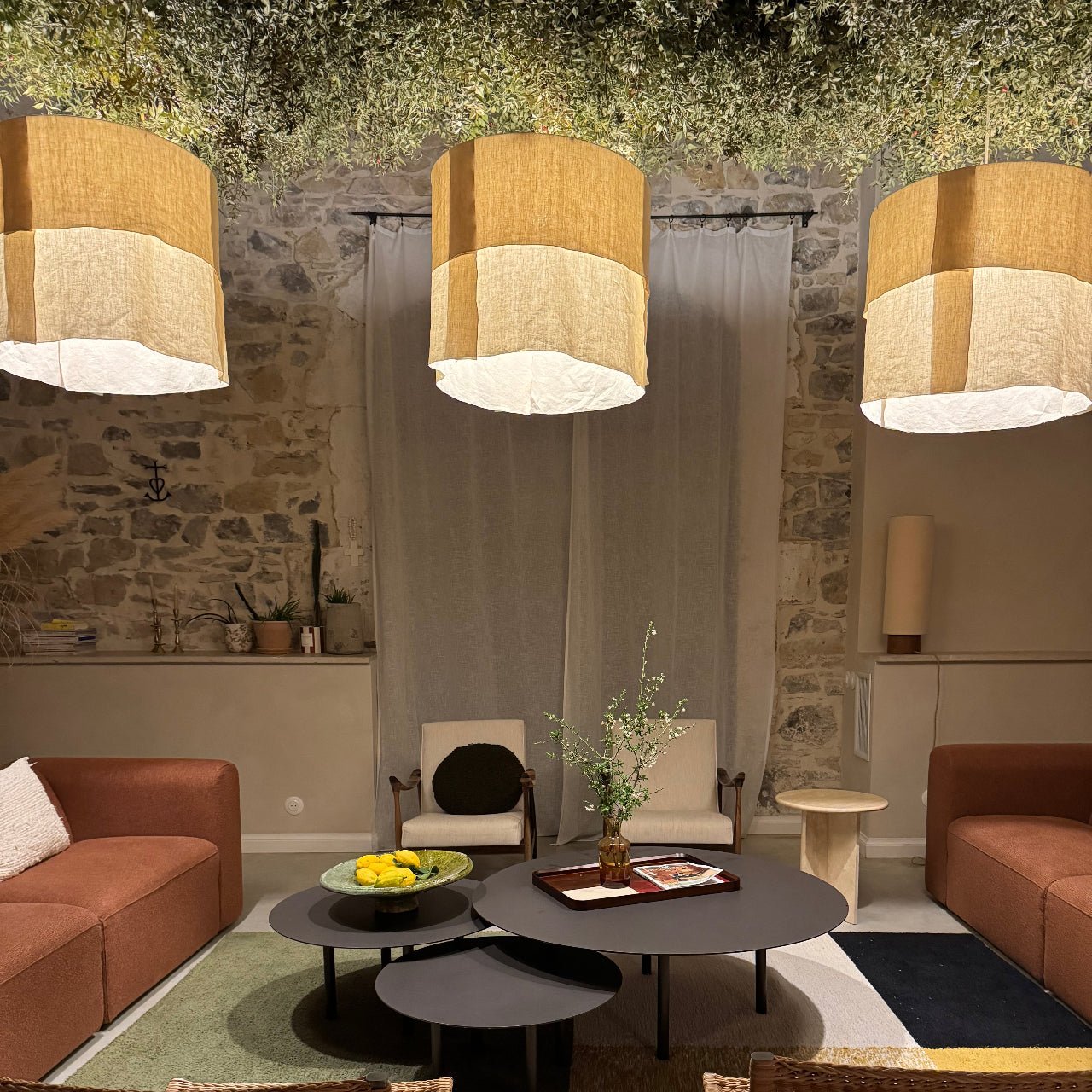 Suspension Ø60cm – Lin naturel et lumière douce - Lou Bastidou x STUDIO ECHO - La Maison MilanaiseSUSPLOUBASTIDOUSE60AENCIEL3 pansSans câble