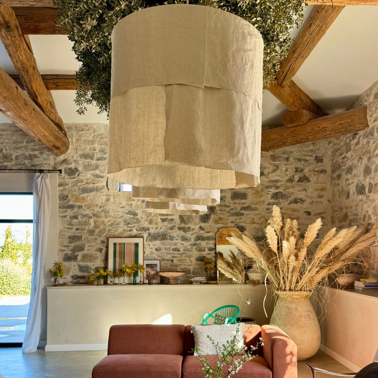 Suspension Ø60cm – Lin naturel et lumière douce - Lou Bastidou x STUDIO ECHO - La Maison MilanaiseSUSPLOUBASTIDOUSE60AENCIEL3 pansSans câble