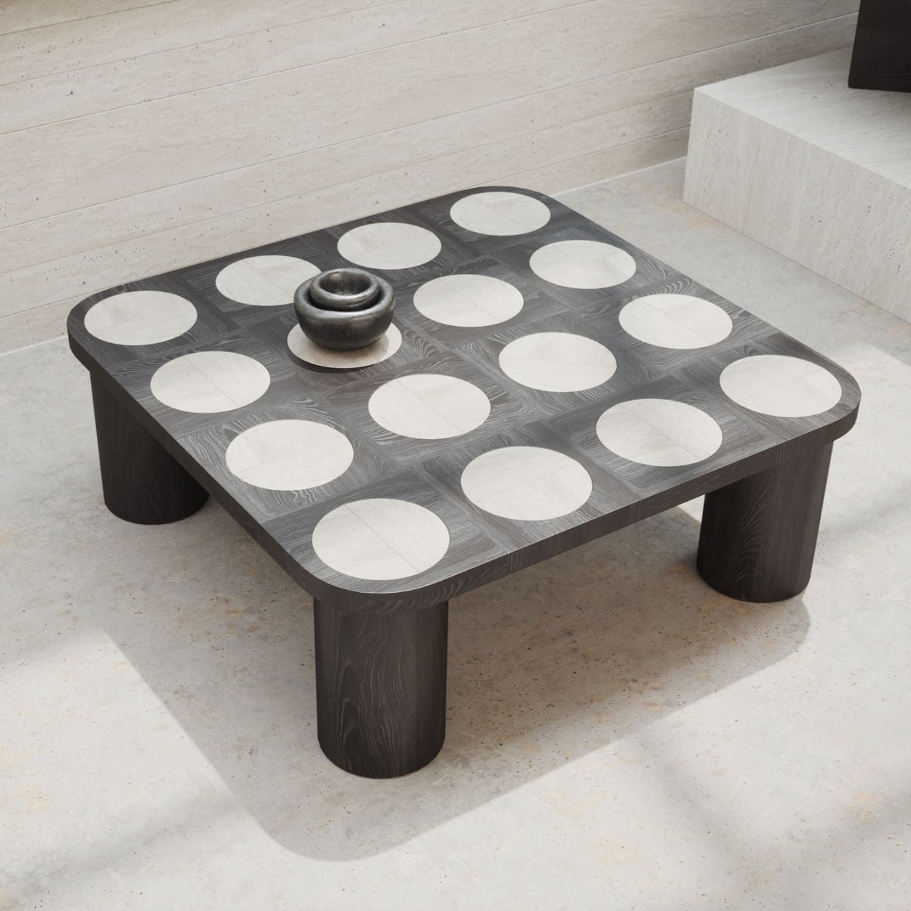 Table basse DAMA – Jeu de formes et contraste de matières - ULTRA MOBILI - La Maison MilanaiseTDM