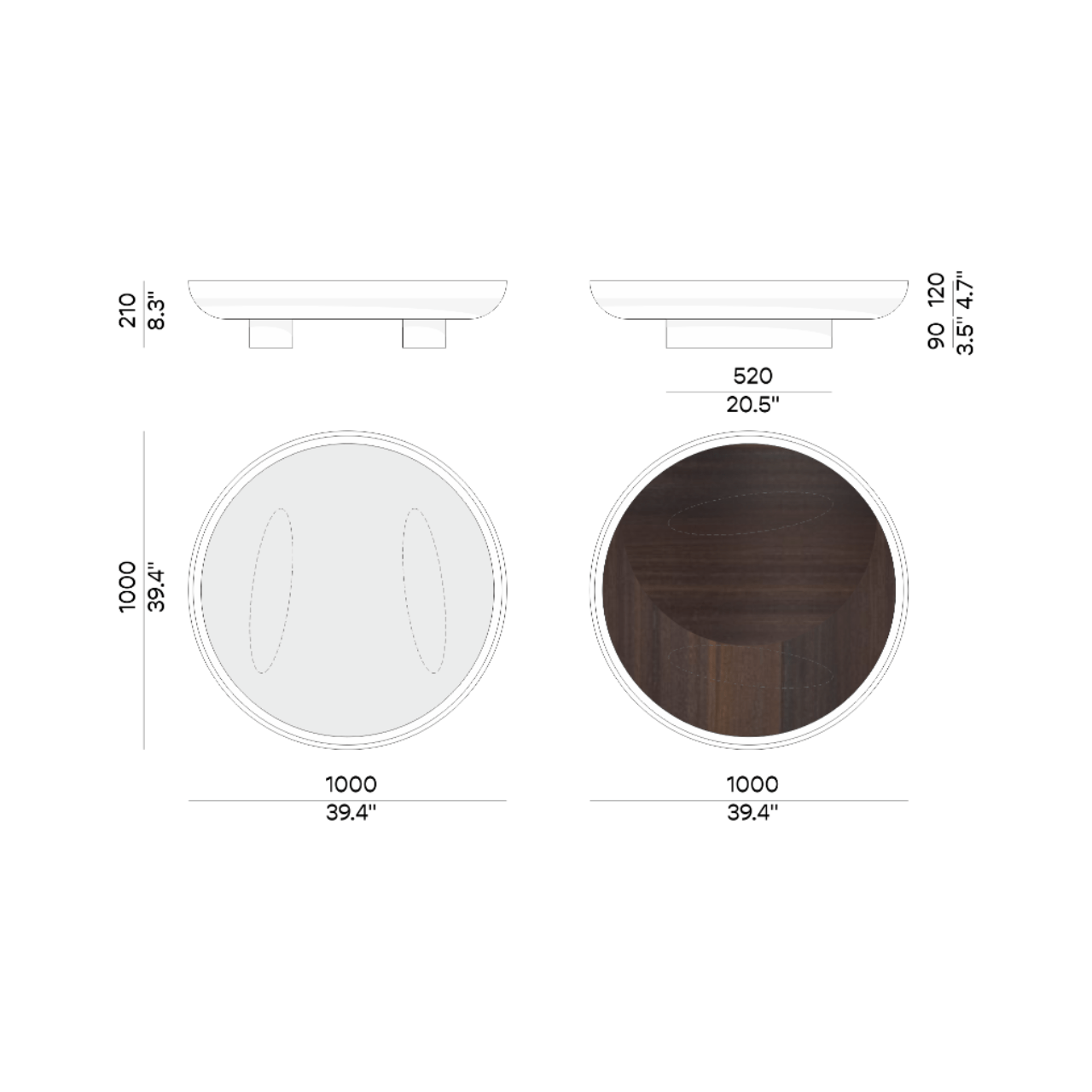 Table basse ERACLE 100 – Épure graphique & matières nobles - ULTRA MOBILI - La Maison MilanaiseTER100