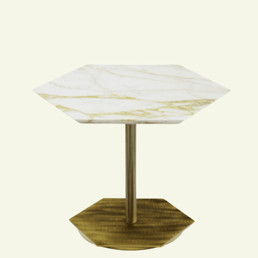 Table basse hexagonale en marbre et laiton Ted - MARIONI - La Maison Milanaise02831MTSICBlanc