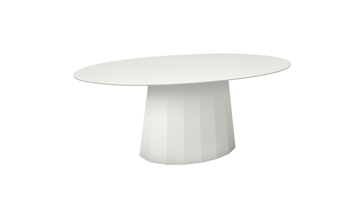 Table basse ovale en aluminium avec pied conique 109cm Ankara - MATIÈRE GRISE - La Maison MilanaiseANKARATABLEBASSEOVALEMET - 25Craie 023