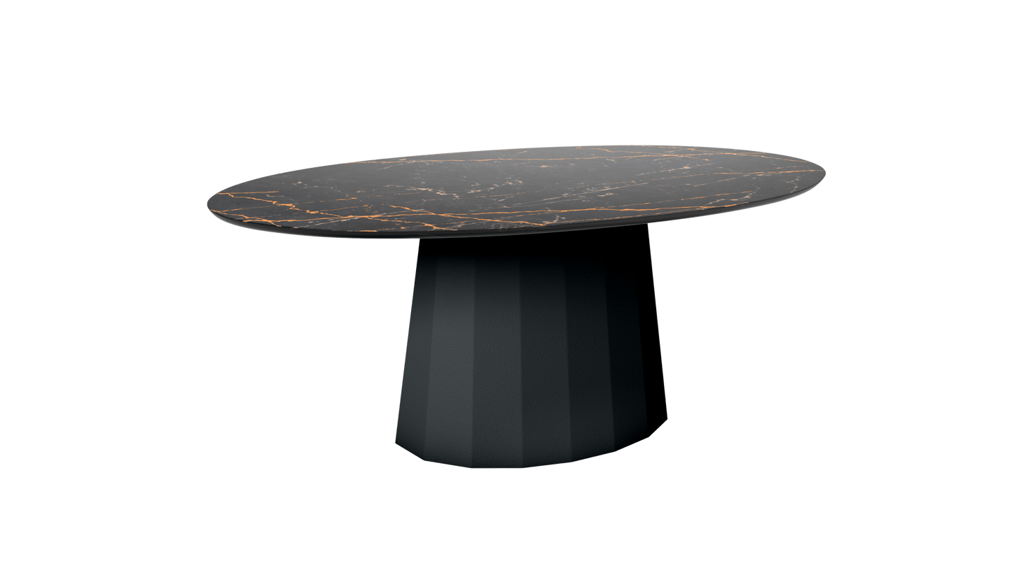 Table basse ovale en marbre avec pied conique en métal 109cm Ankara - MATIERE GRISE - La Maison MilanaiseAnthracite 222
