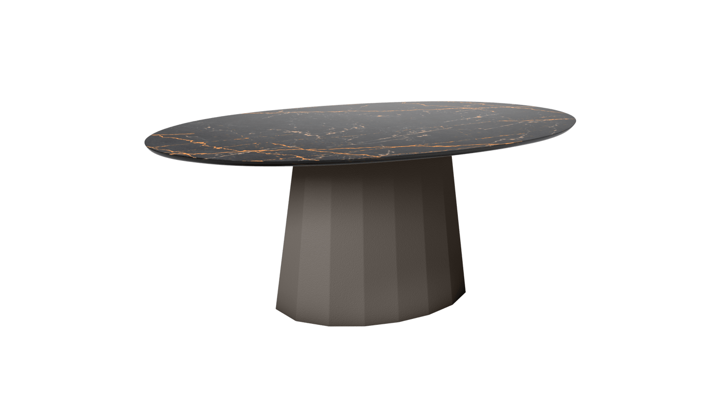 Table basse ovale en marbre avec pied conique en métal 109cm Ankara - MATIERE GRISE - La Maison MilanaiseTaupe 192