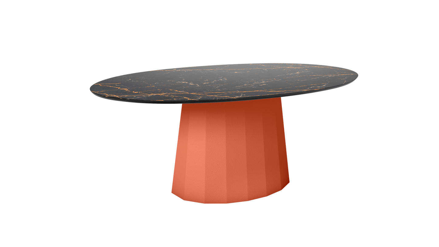 Table basse ovale en marbre avec pied conique en métal 109cm Ankara - MATIERE GRISE - La Maison MilanaiseOrange givré 144