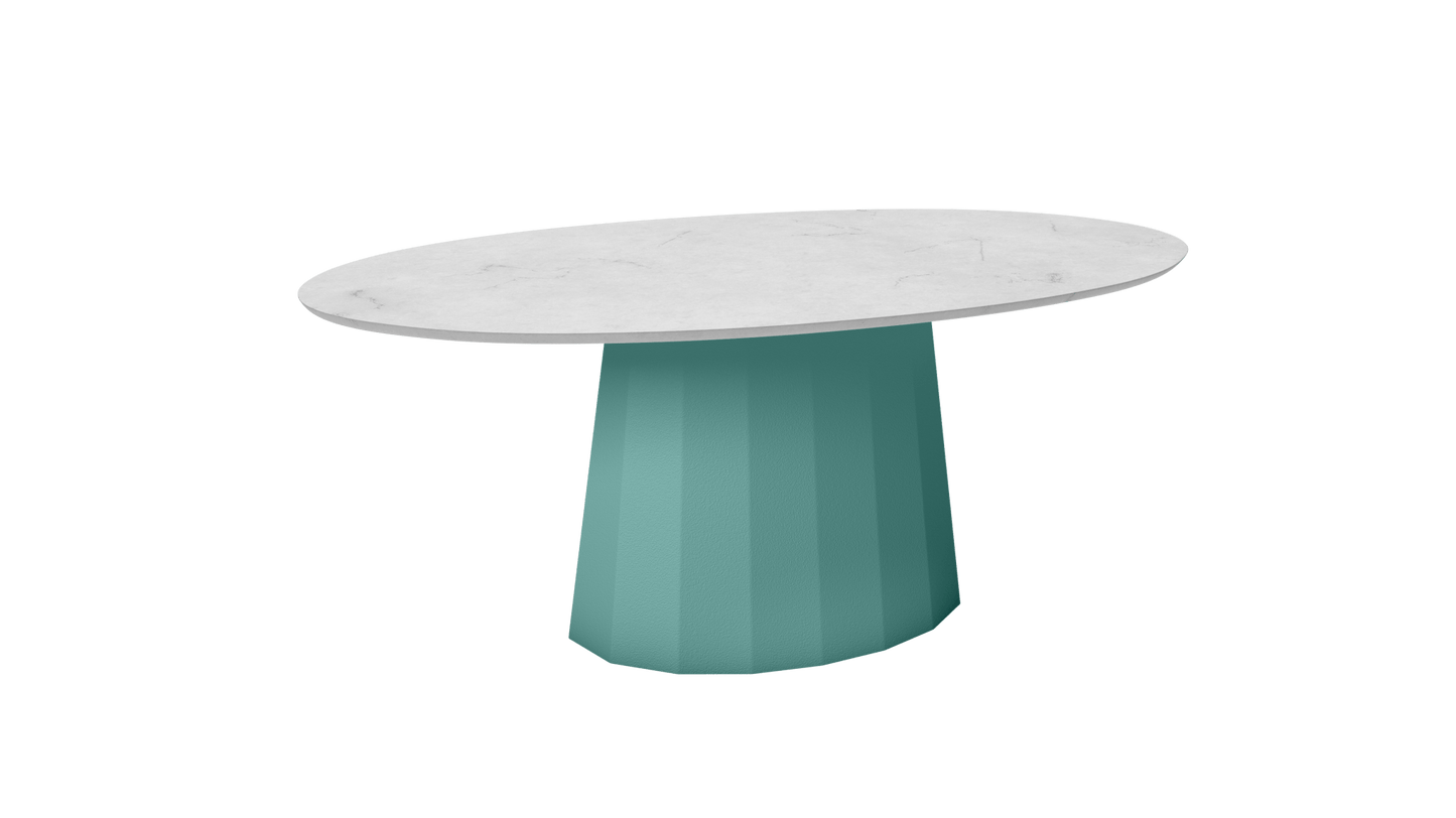 Table basse ovale en marbre avec pied conique en métal 109cm Ankara - MATIÈRE GRISE - La Maison MilanaiseCeladon 006Marbre Carrare Blanc