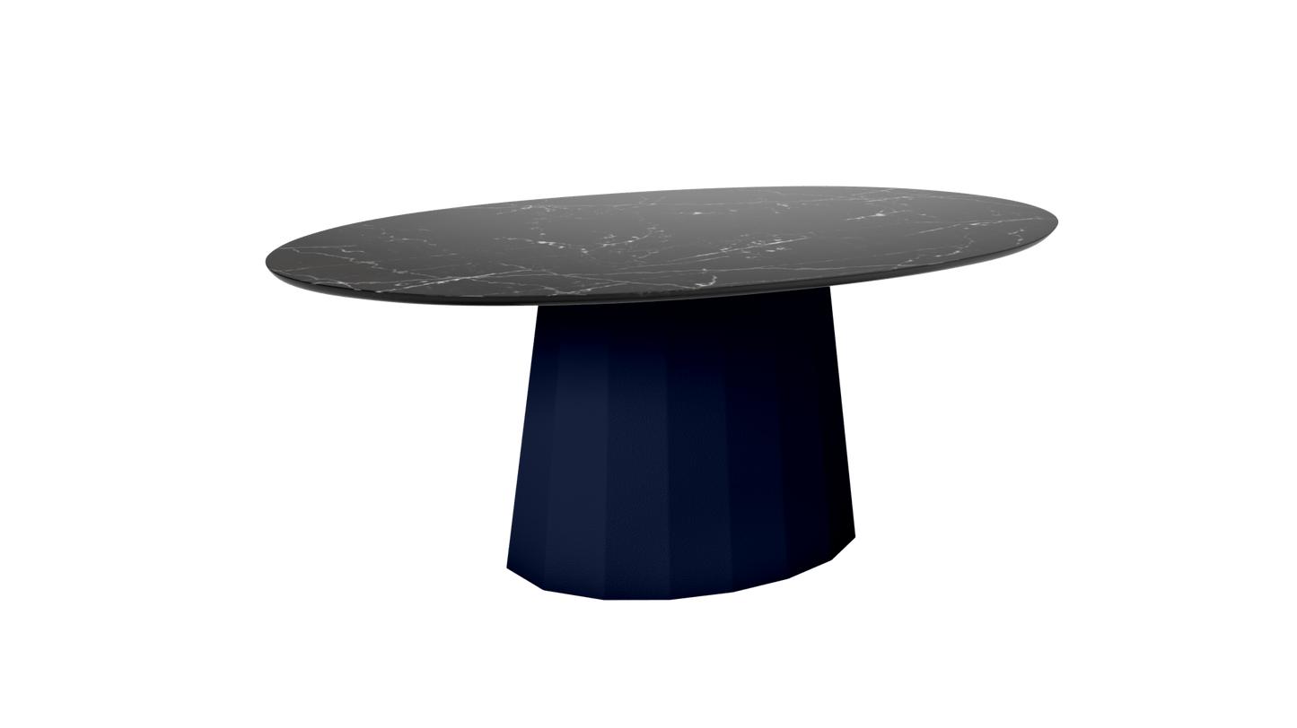 Table basse ovale en marbre avec pied conique en métal 109cm Ankara - MATIÈRE GRISE - La Maison MilanaiseNuit 114Marbre Marquina Noir