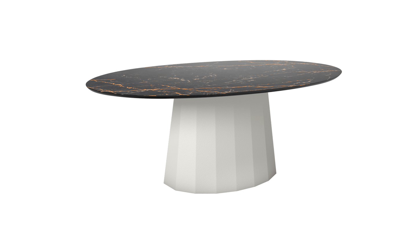 Table basse ovale en marbre avec pied conique en métal 109cm Ankara - MATIERE GRISE - La Maison MilanaiseCraie 023