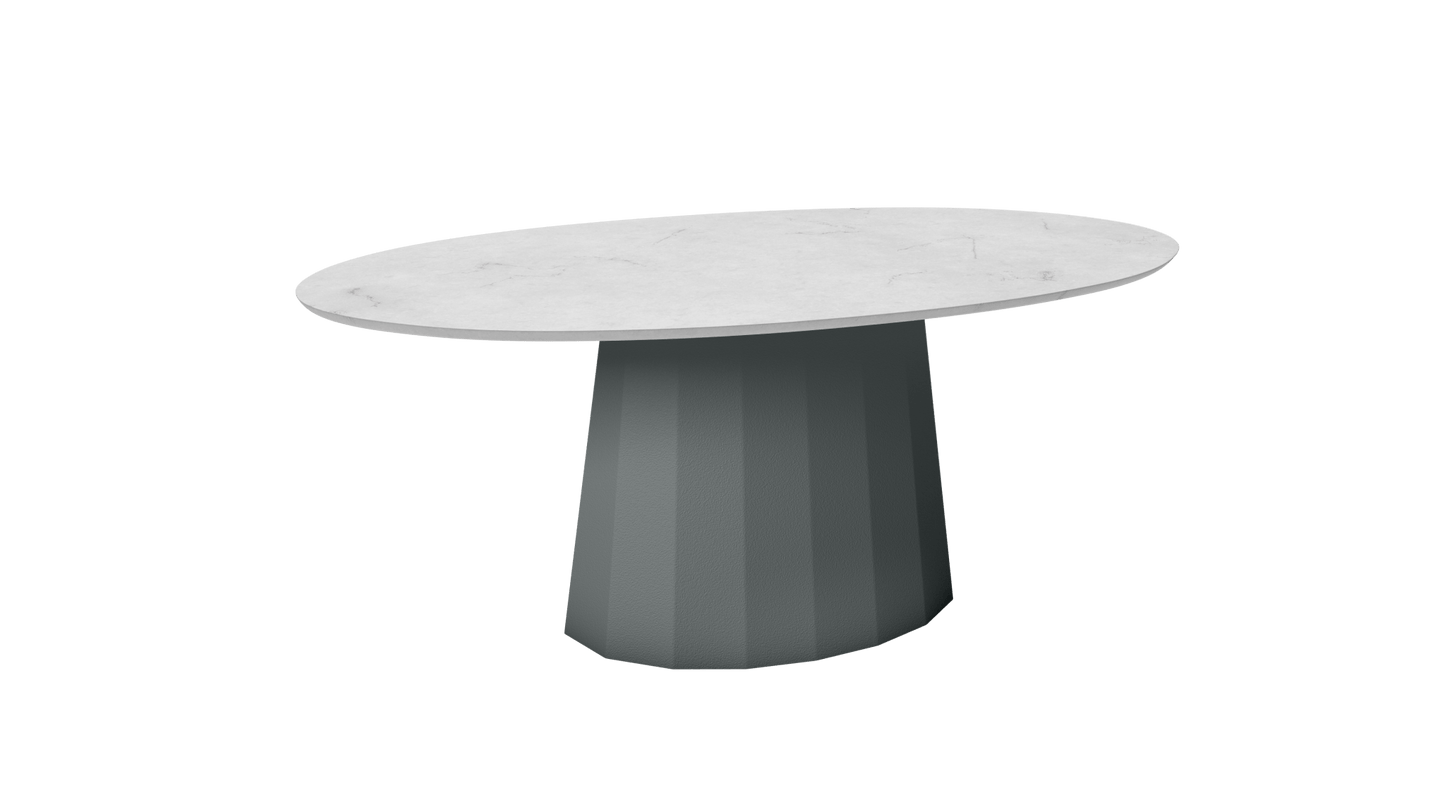 Table basse ovale en marbre avec pied conique en métal 109cm Ankara - MATIÈRE GRISE - La Maison MilanaiseOrage 221Marbre Carrare Blanc