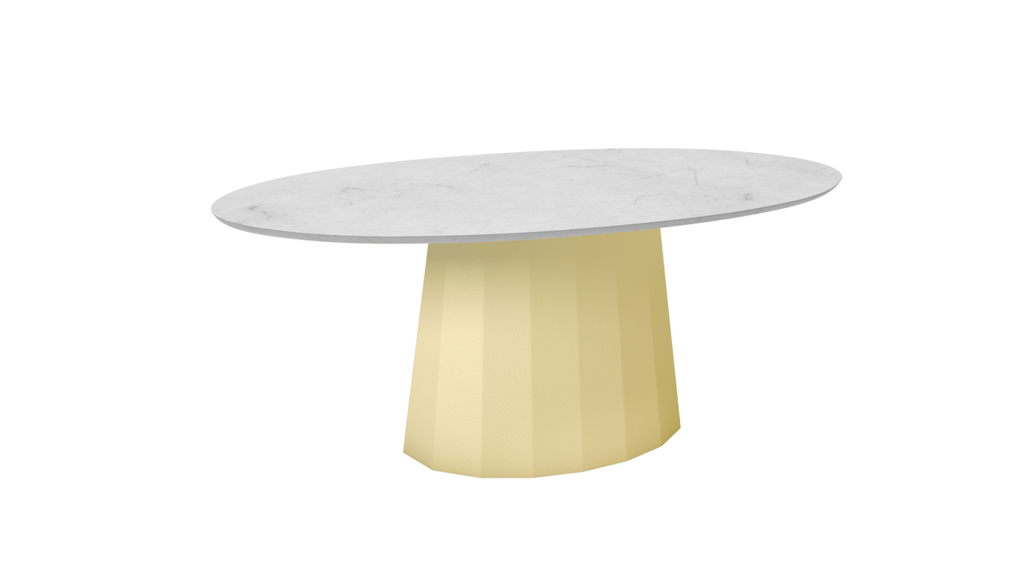 Table basse ovale en marbre avec pied conique en métal 109cm Ankara - MATIÈRE GRISE - La Maison MilanaiseChampagne 231Marbre Carrare Blanc