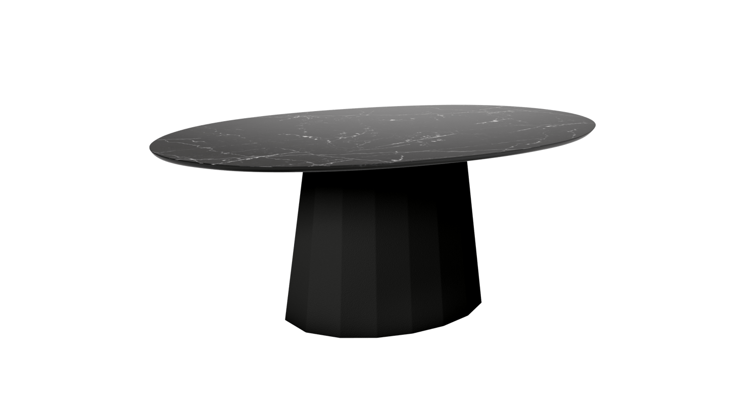 Table basse ovale en marbre avec pied conique en métal 109cm Ankara - MATIÈRE GRISE - La Maison MilanaiseNoir mat 031Marbre Marquina Noir