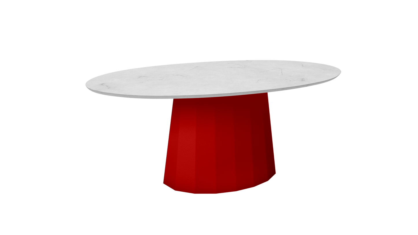 Table basse ovale en marbre avec pied conique en métal 109cm Ankara - MATIÈRE GRISE - La Maison MilanaiseVermillon 012Marbre Carrare Blanc