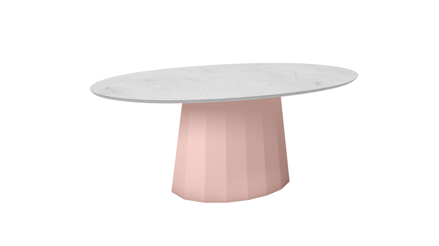 Table basse ovale en marbre avec pied conique en métal 109cm Ankara - MATIÈRE GRISE - La Maison MilanaiseBaby pink 162Marbre Carrare Blanc