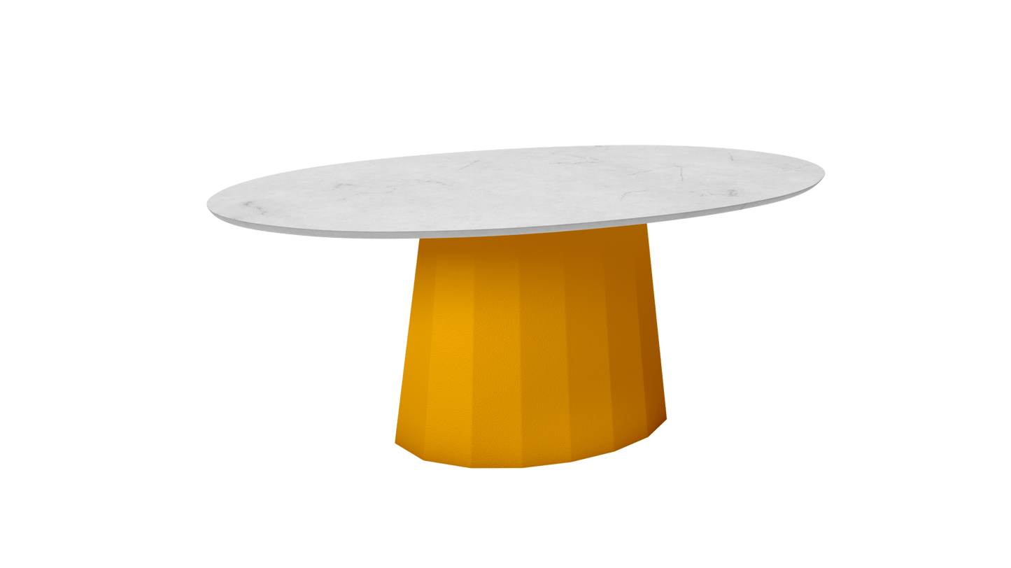 Table basse ovale en marbre avec pied conique en métal 109cm Ankara - MATIÈRE GRISE - La Maison MilanaiseSafran 131Marbre Carrare Blanc