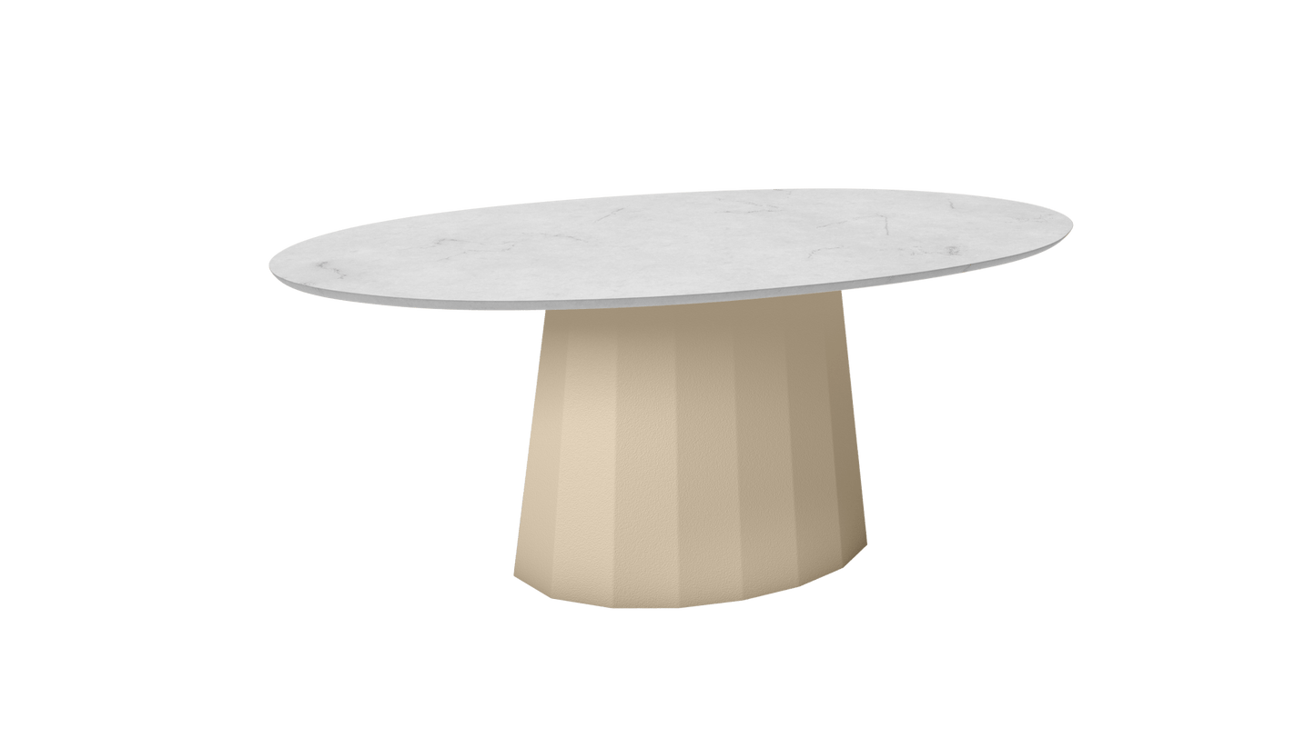 Table basse ovale en marbre avec pied conique en métal 109cm Ankara - MATIÈRE GRISE - La Maison MilanaiseCrème 190Marbre Carrare Blanc