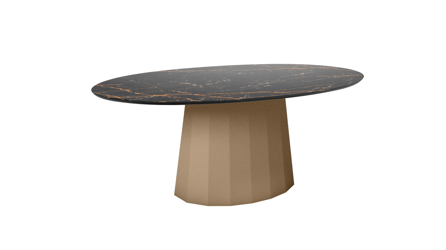 Table basse ovale en marbre avec pied conique en métal 109cm Ankara - MATIERE GRISE - La Maison MilanaiseSable 018