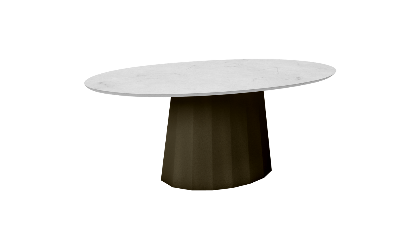 Table basse ovale en marbre avec pied conique en métal 109cm Ankara - MATIÈRE GRISE - La Maison MilanaiseBrut Vernis fumé 241Marbre Carrare Blanc
