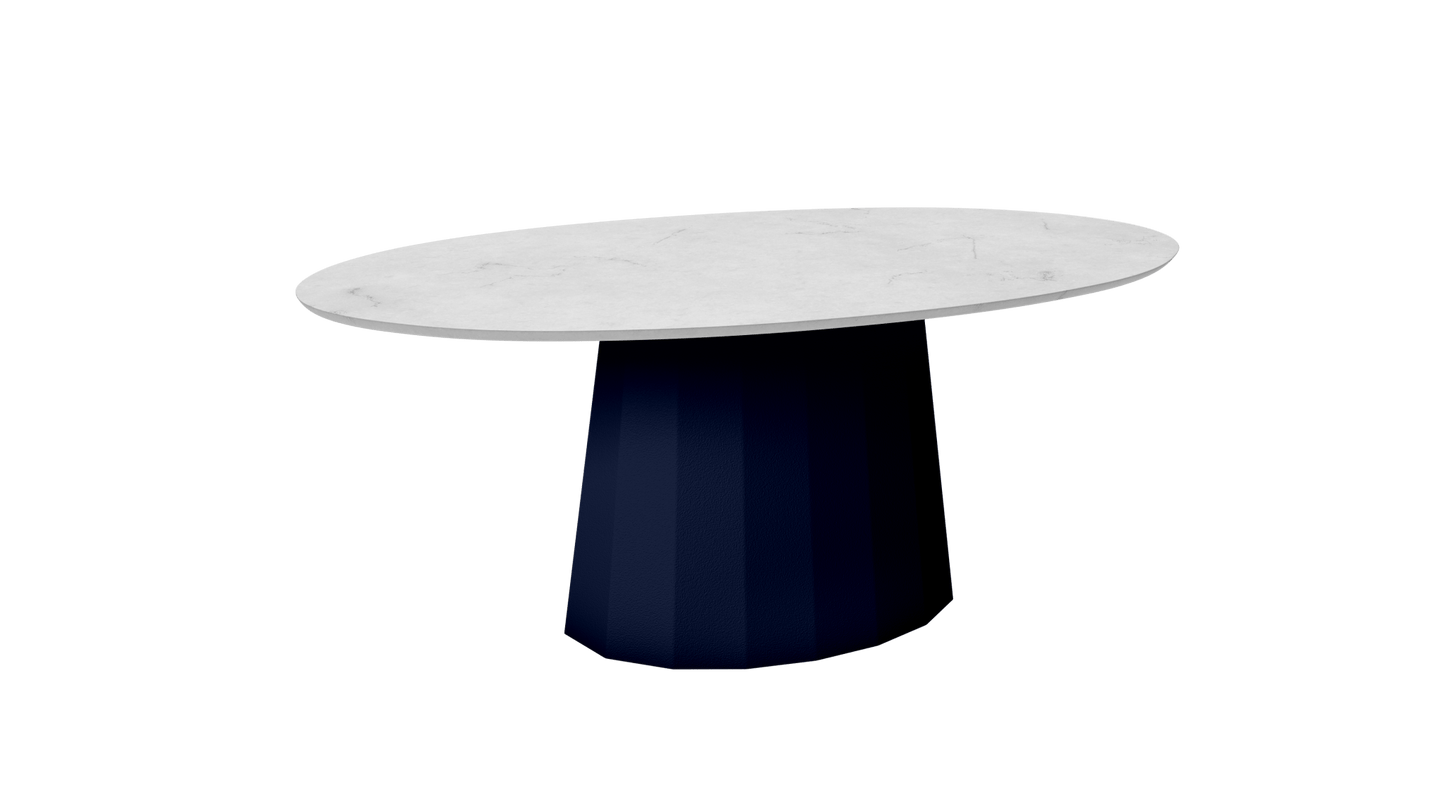 Table basse ovale en marbre avec pied conique en métal 109cm Ankara - MATIÈRE GRISE - La Maison MilanaiseNuit 114Marbre Carrare Blanc