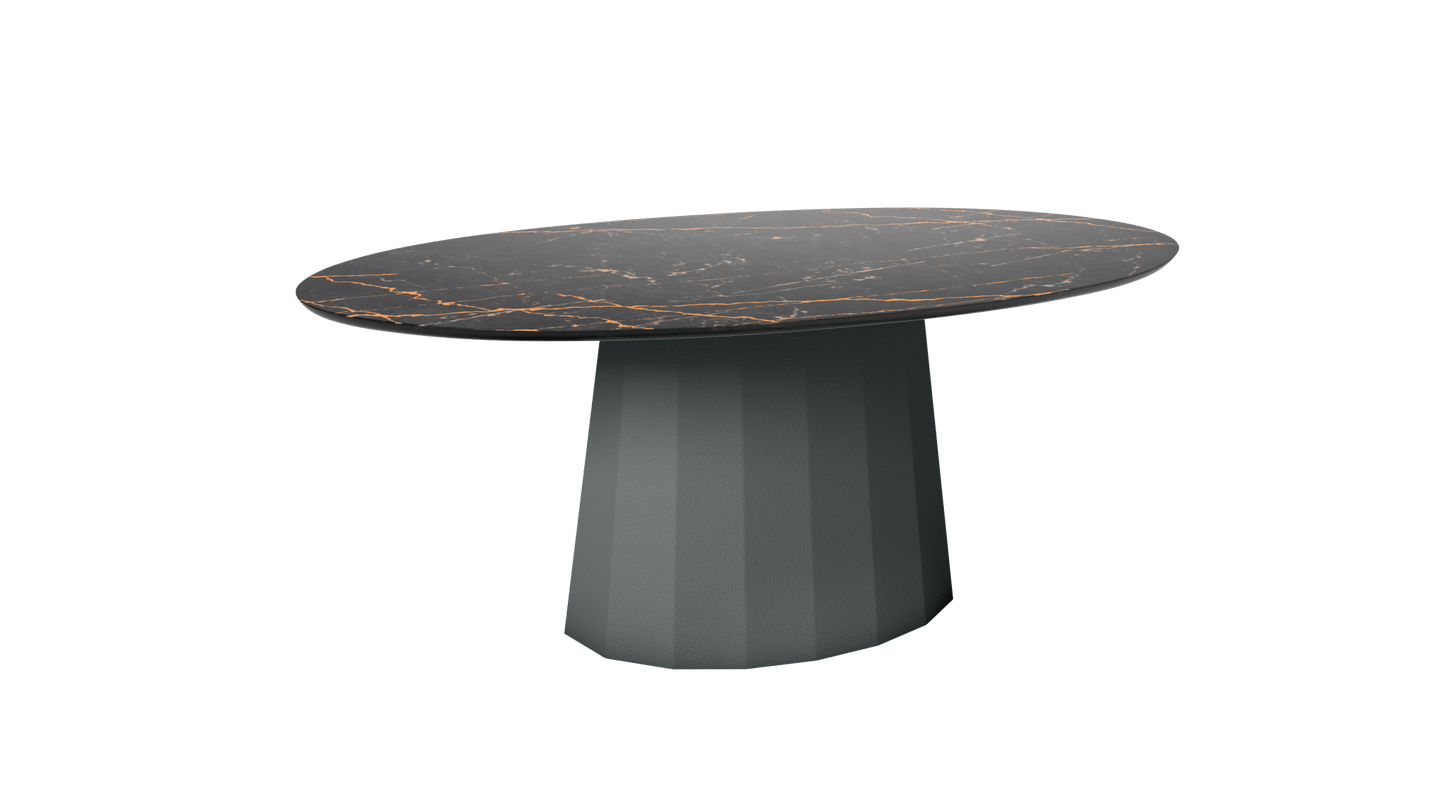 Table basse ovale en marbre avec pied conique en métal 109cm Ankara - MATIERE GRISE - La Maison MilanaiseOrage 221