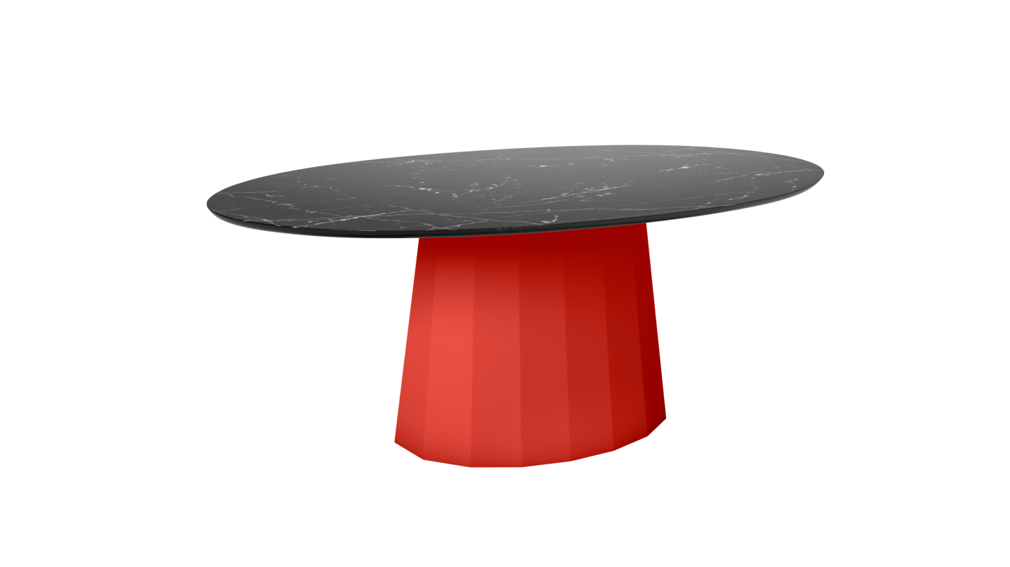 Table basse ovale en marbre avec pied conique en métal 109cm Ankara - MATIÈRE GRISE - La Maison MilanaisePêche 143Marbre Marquina Noir