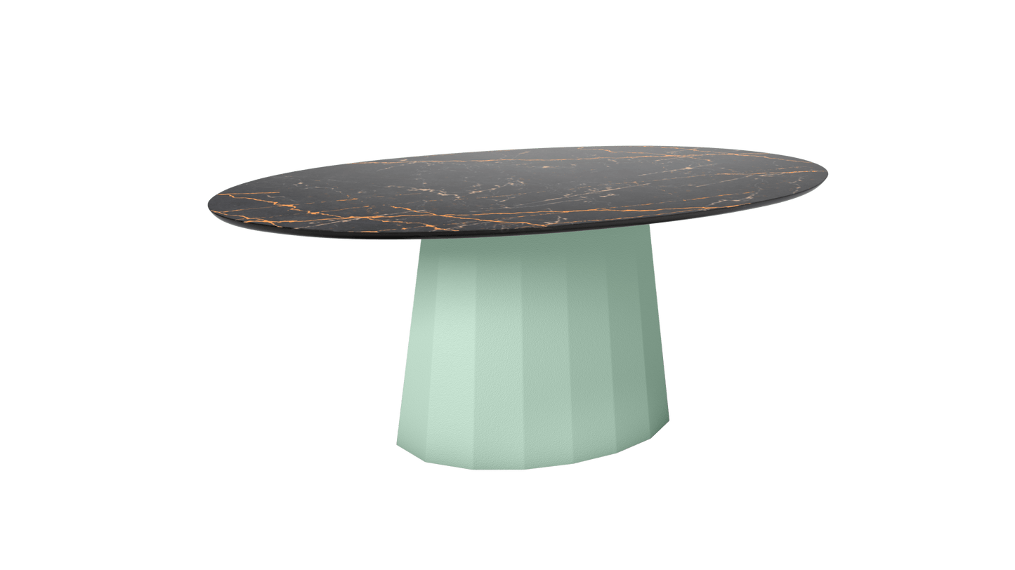Table basse ovale en marbre avec pied conique en métal 109cm Ankara - MATIERE GRISE - La Maison MilanaiseVert d'eau 120
