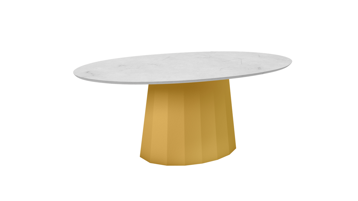 Table basse ovale en marbre avec pied conique en métal 109cm Ankara - MATIÈRE GRISE - La Maison MilanaiseLaiton 230Marbre Carrare Blanc