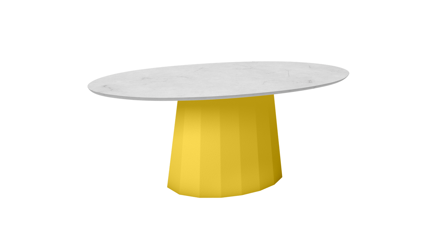 Table basse ovale en marbre avec pied conique en métal 109cm Ankara - MATIÈRE GRISE - La Maison MilanaisePoussin 014Marbre Carrare Blanc