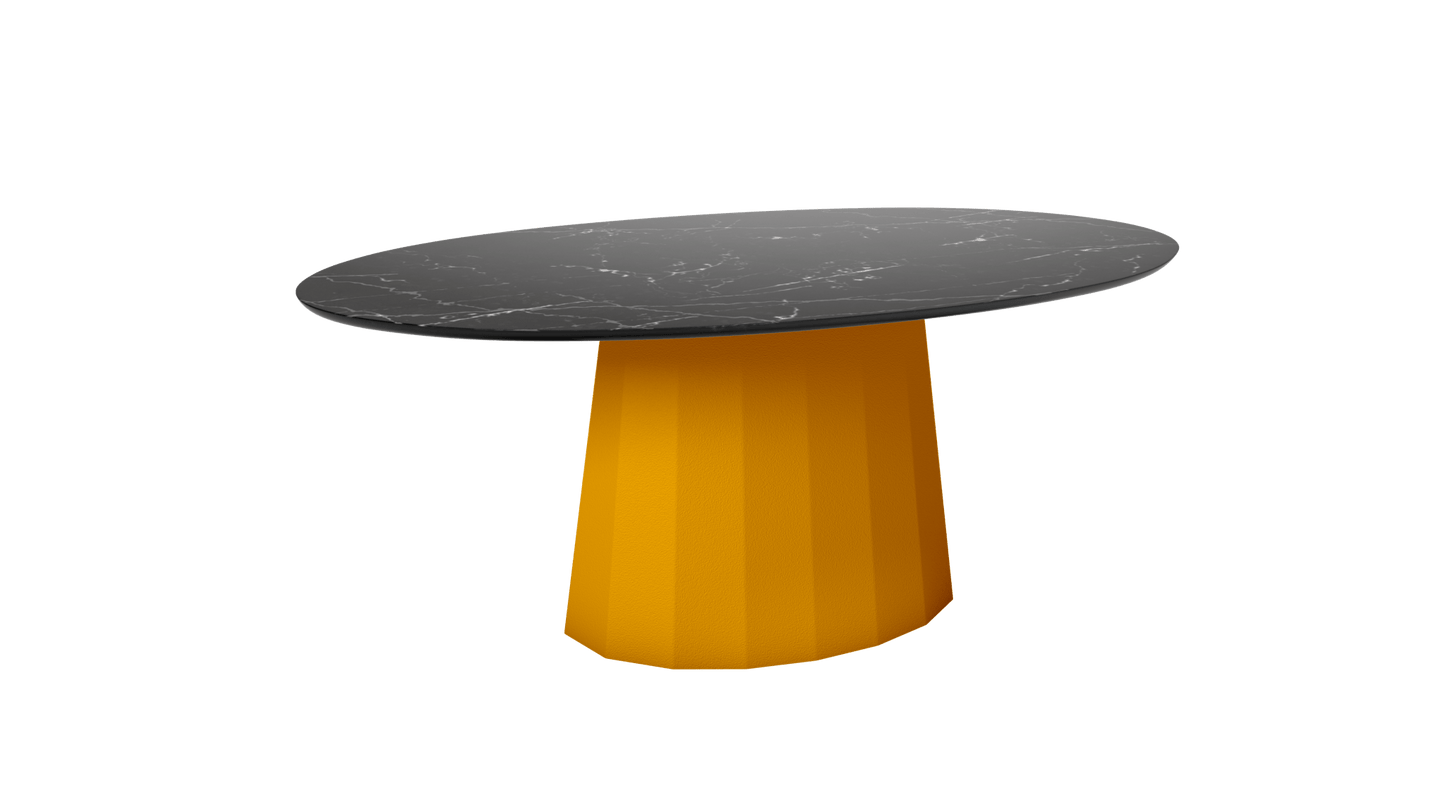 Table basse ovale en marbre avec pied conique en métal 109cm Ankara - MATIÈRE GRISE - La Maison MilanaiseSafran 131Marbre Marquina Noir