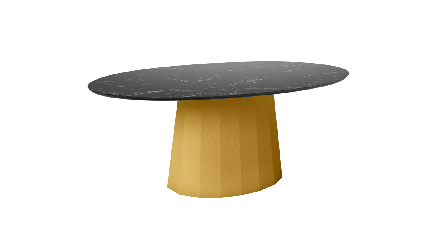 Table basse ovale en marbre avec pied conique en métal 109cm Ankara - MATIÈRE GRISE - La Maison MilanaiseLaiton 230Marbre Marquina Noir