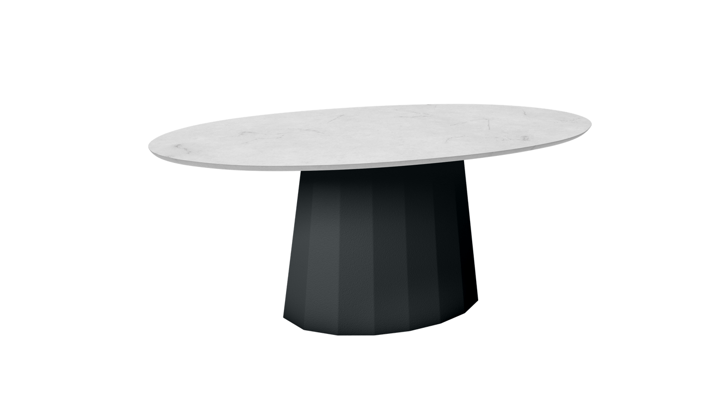 Table basse ovale en marbre avec pied conique en métal 109cm Ankara - MATIÈRE GRISE - La Maison MilanaiseAnthracite 222Marbre Carrare Blanc