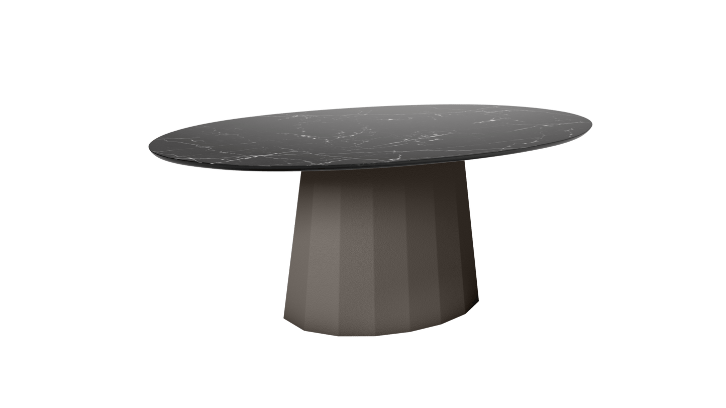 Table basse ovale en marbre avec pied conique en métal 109cm Ankara - MATIÈRE GRISE - La Maison MilanaiseTaupe 192Marbre Marquina Noir