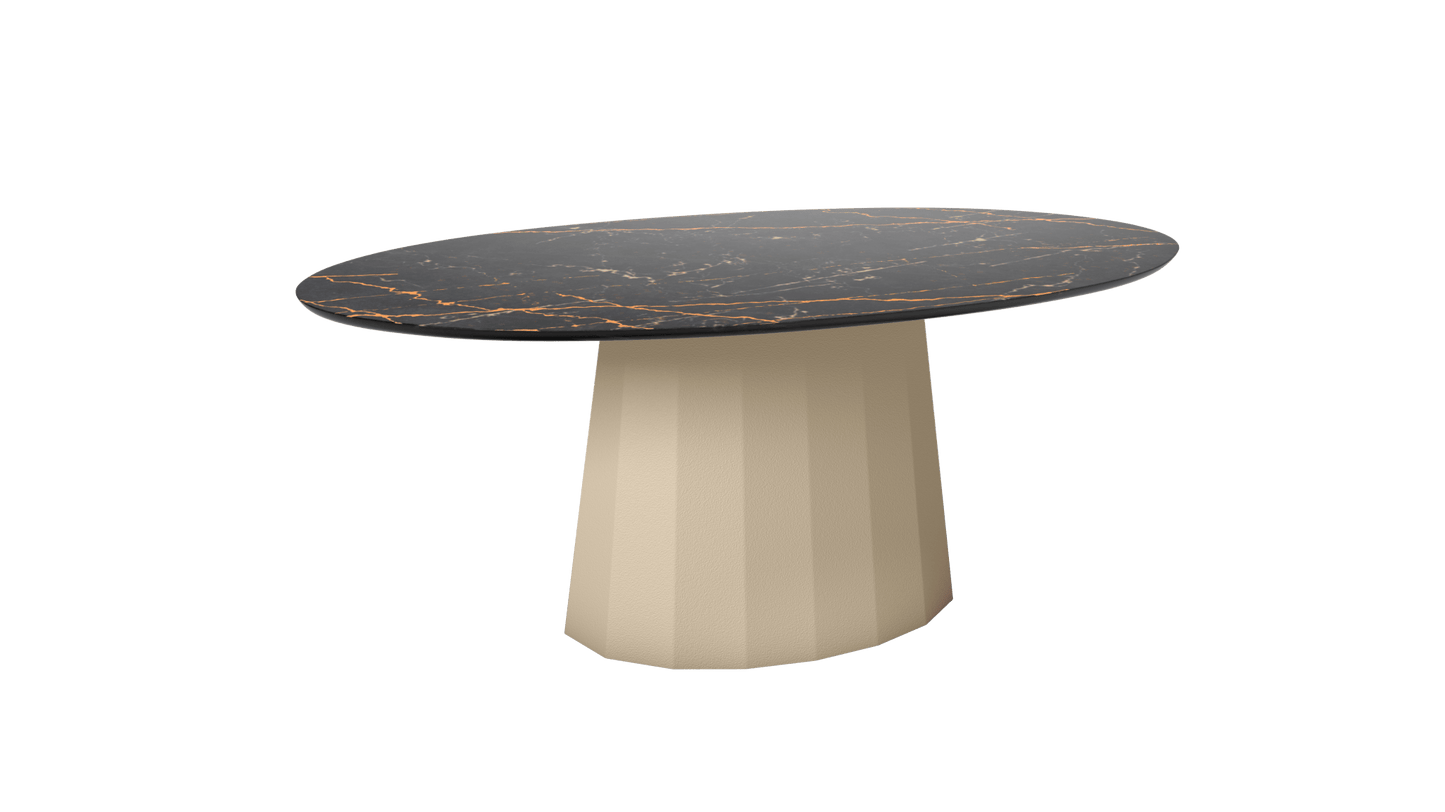 Table basse ovale en marbre avec pied conique en métal 109cm Ankara - MATIERE GRISE - La Maison MilanaiseCrème 190
