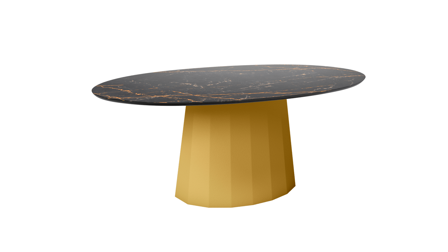 Table basse ovale en marbre avec pied conique en métal 109cm Ankara - MATIERE GRISE - La Maison MilanaiseLaiton 230
