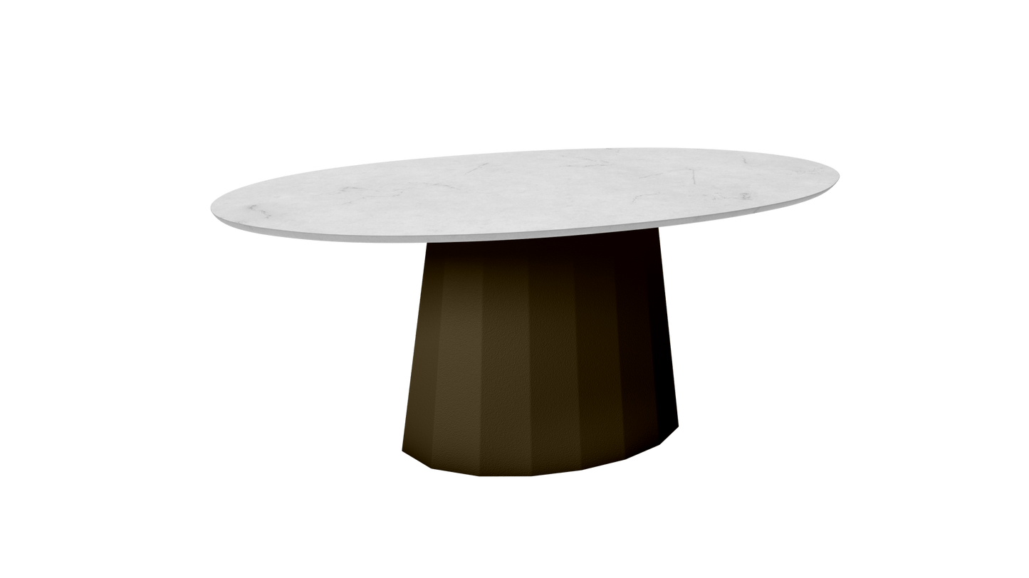 Table basse ovale en marbre avec pied conique en métal 109cm Ankara - MATIÈRE GRISE - La Maison MilanaiseBronze 181Marbre Carrare Blanc
