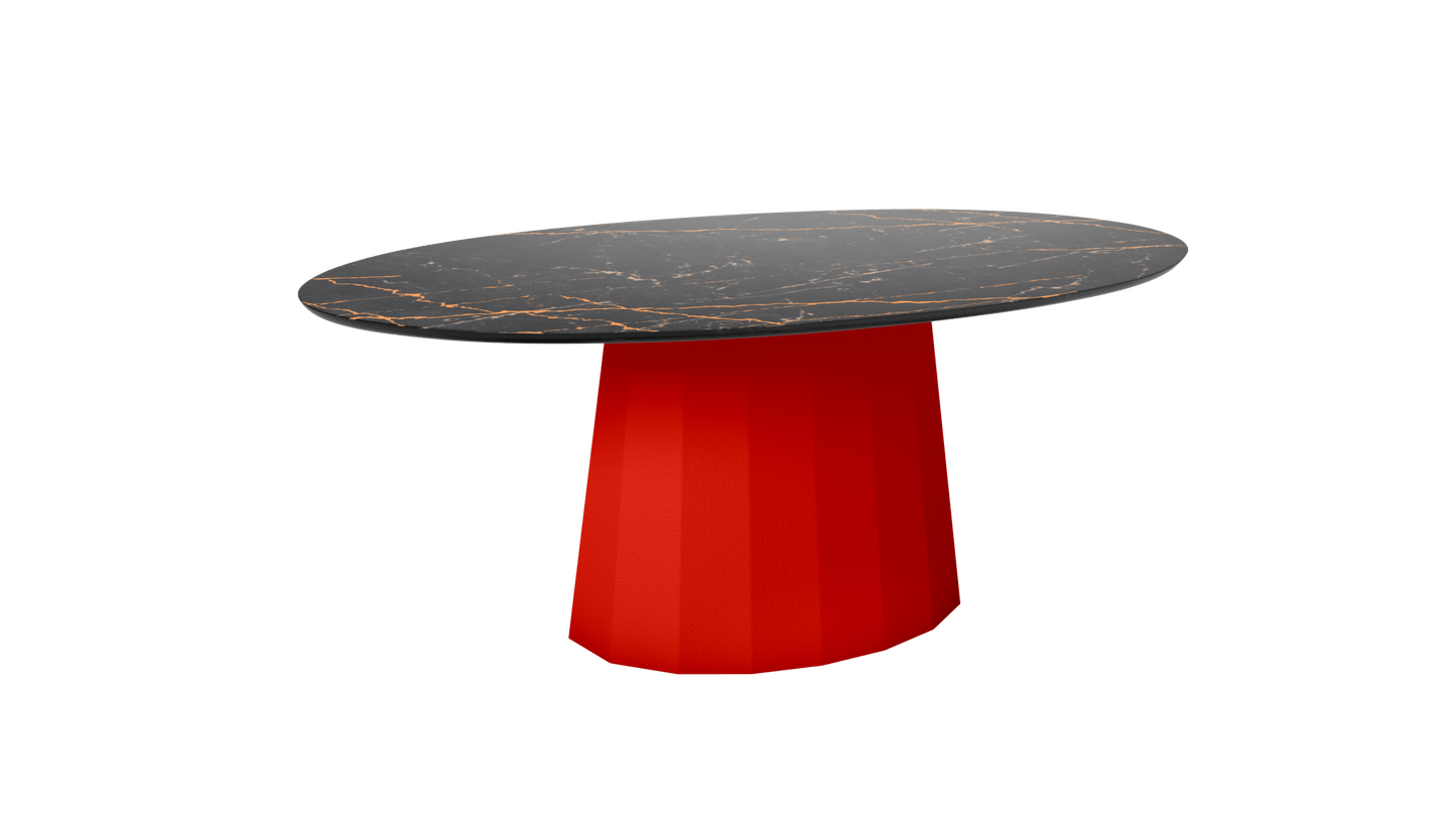 Table basse ovale en marbre avec pied conique en métal 109cm Ankara - MATIERE GRISE - La Maison MilanaiseCorail 032