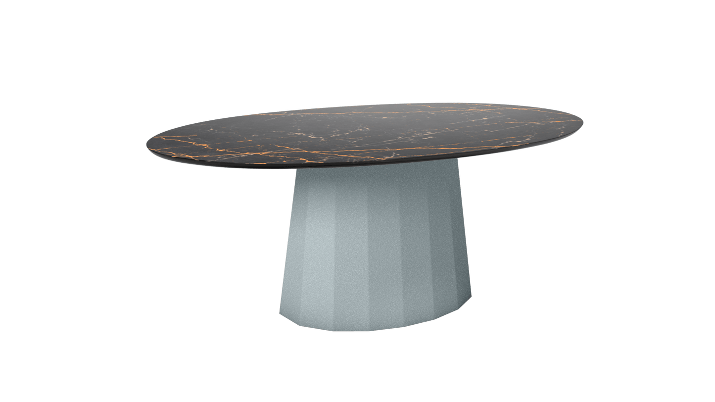 Table basse ovale en marbre avec pied conique en métal 109cm Ankara - MATIERE GRISE - La Maison MilanaiseNuage 002