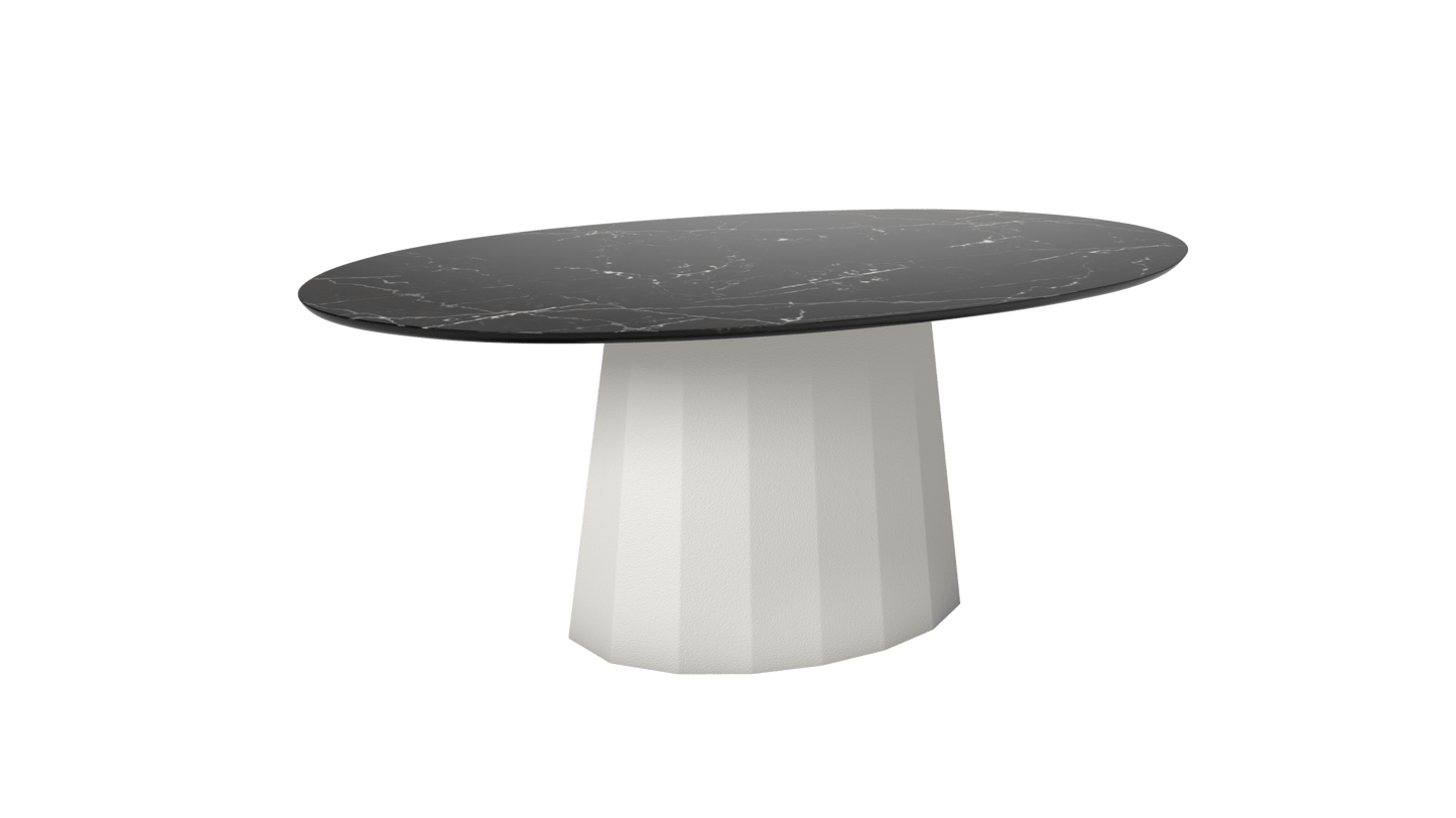 Table basse ovale en marbre avec pied conique en métal 109cm Ankara - MATIÈRE GRISE - La Maison MilanaiseCraie 023Marbre Marquina Noir